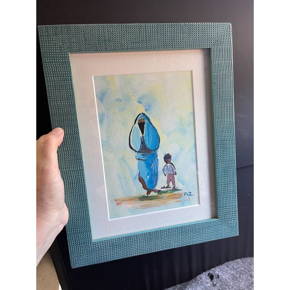 Mother & Son Traditional Garb Original Art ~ Desert Scene ~ Framed ~Signed AZ - Picture 4 of 8